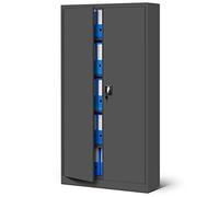 Jan Nowak Armario de Oficina Archivador Armario de Herramientas Metálico 4 Estantes con Recubrimiento de Polvo Se Puede Cerrar 185 cm x 90 cm x 40 cm