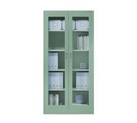 Jan Nowak Armario de Oficina Archivador C012 Armario Metálico Vitrina de Cristal 4 Estantes Pintura en Polvo Metal 185 cm x 90 cm x 40 cm Verde