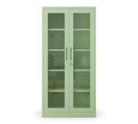 Jan Nowak Armario de Oficina Archivador C012 Armario Metálico Vitrina de Cristal 4 Estantes Pintura en Polvo Metal 185 cm x 90 cm x 40 cm Verde