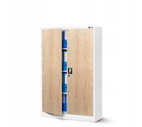 Jan Nowak Armario de Oficina C001K Armario de Almacenamiento metálico 3 estantes Puerta abatible Pintura en Polvo Metal 140 cm x 90 cm x 40 cm