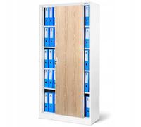 Jan Nowak Armario de Oficina con Puertas correderas Armario metálico 4 estantes Pintura en Polvo con Cerradura 185 cm x 90 cm x 40 cm