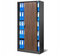 Jan Nowak Armario de Oficina con Puertas correderas Armario metálico 4 estantes Pintura en Polvo con Cerradura 185 cm x 90 cm x 40 cm
