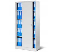 Jan Nowak Armario de Oficina con Puertas correderas Armario metálico 4 estantes Pintura en Polvo con Cerradura 185 cm x 90 cm x 40 cm