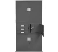 Jan Nowak Armario de Oficina Metálico C018S II Archivador Caja Fuerte Compartimento Secreto 3 Cajones Chapa de Acero con Recubrimiento de Polvo 185 cm x 90 cm x 40 cm