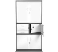 Jan Nowak Armario de Oficina Metálico C018S II Archivador Caja Fuerte Compartimento Secreto 3 Cajones Chapa de Acero con Recubrimiento de Polvo 185 cm x 90 cm x 40 cm