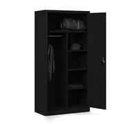 Jan Nowak Armario de Oficina Metálico C34 Armario de Herramientas con Compartimentos Barra de Colgar Recubrimiento de Polvo 185 cm x 90 cm x 45 cm Negro