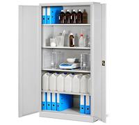 Jan Nowak Armario de Oficina XL C001H Archivador Armario de Herramientas Metálico 4 Estantes con Recubrimiento de Polvo Se Puede Cerrar 195 cm x 90 cm x 40 cm