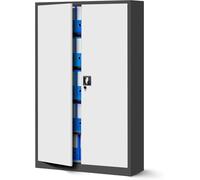 Jan Nowak Armario de Oficina XXL Archivador Armario de Herramientas Metálico 4 Estantes con Recubrimiento de Polvo Se Puede Cerrar 185 cm x 115 cm x 40 cm (Antracita-Blanco)