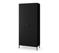 Jan Nowak Armario Dormitorio Metálico - Flavio | Estantes, Barra de Colgar, Cierre Magnético | 80 x 185 x 45 cm | Closet Armario para Habitación, Armarios Dormitorio Negro