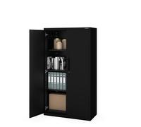 Jan Nowak Armario Metálico Archivador para Oficina 160x90x40 cm con Estantes Ajustables, Puertas con Cerradura y Gran Capacidad de Almacenamiento Negro