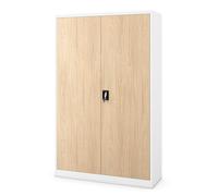 Jan Nowak Armario metálico Oficina con Llave, Armario metálico para Documentos con estantes Ajustables y Gran Capacidad 185 x 115 x 40 cm Blanco Roble Sonoma