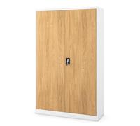 Jan Nowak Armario metálico Oficina con Llave, Armario metálico para Documentos con estantes Ajustables y Gran Capacidad 185 x 115 x 40 cm Blanco Roble Dorado