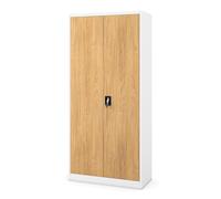 Jan Nowak Armario metálico Oficina para Documentos con Llave, Armario archivador metálico con estantes Ajustables, Gran Capacidad 195 x 90 x 40 cm Blanco Roble Dorado