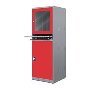 Jan Nowak Armario metálico para PC Puesto de Trabajo para Ordenador Armario para Ordenador con cajón para Taller Negocio almacén Recubrimiento en Polvo 175 cm x 64 cm x 63 cm Antracita-Rojo