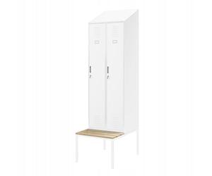 Jan Nowak Armario Metalico, Taquilla Vestuario Consigna con Asiento | Pintura en Polvo, Aberturas de Ventilación | Modulos Armario Interno con Llave | 230 cm x 60 cm x 85 cm | Blanco