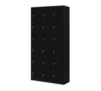 Jan Nowak Armario para Vestuario 3B6A Taquilla Metálico con 18 Compartimentos Ranuras de ventilación Recubrimiento de Polvo 185 cm x 90 cm x 40 cm Negro