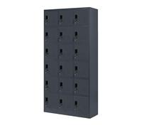 Jan Nowak Armario para Vestuario 3B6A Taquilla Metálico con 18 Compartimentos Ranuras de ventilación Recubrimiento de Polvo 185 cm x 90 cm x 40 cm Antracita