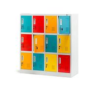 Jan Nowak Armario para Vestuario 4B3A Taquilla Metálico con 12 Compartimentos Ranuras de ventilación Recubrimiento de Polvo 120 cm x 110 cm x 45 cm