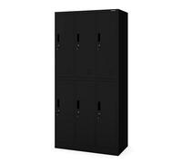 Jan Nowak Armario para Vestuario Taquilla Metálico con 6 Compartimentos Ranuras de ventilación Recubrimiento de Polvo 185 cm x 90 cm x 45 cm Negro
