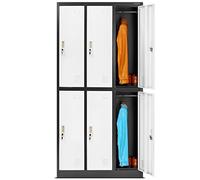 Jan Nowak Armario para Vestuario Taquilla Metálico con 6 Compartimentos Ranuras de ventilación Recubrimiento de Polvo 185 cm x 90 cm x 45 cm