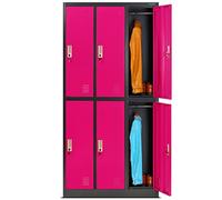 Jan Nowak Armario para Vestuario Taquilla Metálico con 6 Compartimentos Ranuras de ventilación Recubrimiento de Polvo 185 cm x 90 cm x 45 cm