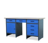 Jan Nowak Banco de Trabajo con encimera Mesa de Trabajo con 6 cajones Compartimento Pies Regulables Encimera de MDF Capacidad de Carga hasta 500 kg Metal 170 cm x 60 cm x 85 cm (Antracita-Azul)