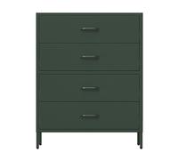 Jan Nowak Comoda Dormitorio Metal - Carla | 80 x 101,5 x 40 cm | Comoda 4 Cajones Metalicos Espaciosos, Superficie Brillante | Cajonera Dormitorio