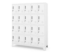 Jan Nowak Domator Taquilla Vestuario 5B4A Armario Metalico con 20 Compartimentos Ranuras de ventilación Pintura en Polvo 172 cm x 136 cm x 45 cm Blanco