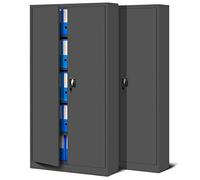 Jan Nowak Juego de 2 Armario de Oficina Archivador Armario de Herramientas Metálico 4 Estantes con Recubrimiento de Polvo Se Puede Cerrar 185 cm x 90 cm x 40 cm (Antracita)