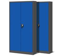 Jan Nowak Juego de 2 Armario de Oficina Archivador Armario de Herramientas Metálico 4 Estantes con Recubrimiento de Polvo Se Puede Cerrar 195 cm x 90 cm x 40 cm (Antracita-Azul)