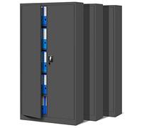 Jan Nowak Juego de 3 Armario de Oficina Archivador Armario de Herramientas Metálico 4 Estantes con Recubrimiento de Polvo Se Puede Cerrar 185 cm x 90 cm x 40 cm (Antracita)
