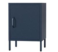 Jan Nowak Mesita de Noche Metal - MIA | 42,4 x 59,5 x 40 cm | Estante de Altura Regulable, Mesa de Noche de 1 Puerta Dormitorio Pequeño, Superficie Brillante