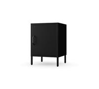 Jan Nowak Mesita de Noche Metal - MIA | 42,4 x 59,5 x 40 cm | Estante de Altura Regulable, Mesa de Noche de 1 Puerta Dormitorio Pequeño, Superficie Brillante Negro