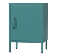 Jan Nowak Mesita de Noche Metal - MIA | 42,4 x 59,5 x 40 cm | Estante de Altura Regulable, Mesa de Noche de 1 Puerta Dormitorio Pequeño, Superficie Brillante