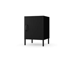 Jan Nowak Mesita de Noche Metal - MIA | 42,4 x 59,5 x 40 cm | Estante de Altura Regulable, Mesa de Noche de 1 Puerta Dormitorio Pequeño, Superficie Brillante Negro