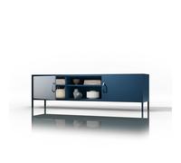 Jan Nowak Rosaria Mesa de Centro Moderna de Metal con 2 Compartimentos Laterales y Compartimento AV Abierto Construcción Robusta de Acero Capacidad de Carga de 40 kg 90 x 45 x 45 cm Azul Marino