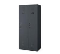 Jan Nowak Taquilla Doble Armario Vestuario 2B1A Metalico Puertas con bisagras Ranuras de ventilación Pintura en Polvo Pared divisoria 180 cm x 80 cm x 50 cm Antracita