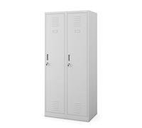 Jan Nowak Taquilla Doble Armario Vestuario 2B1A Metalico Puertas con bisagras Ranuras de ventilación Pintura en Polvo Pared divisoria 180 cm x 80 cm x 50 cm