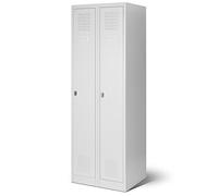 Jan Nowak Taquilla Doble Vestuario Armario Metalico Puertas con bisagras Ranuras de ventilación Pintura en Polvo Pared divisoria 180 cm x 60 cm x 50 cm (Gris)