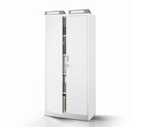 Jan Nowak Taquilla metálica compacta con Puerta y Cerradura 4 estantes Regulables en Altura Construcción Robusta de Acero 1750 mm x 400 mm Compatible con el Accesorio Jan Compact Gris