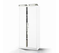 Jan Nowak Taquilla metálica compacta con Puerta y Cerradura, 4 estantes Regulables en Altura, Robusta construcción de Acero 1750 mm x 400 mm Compatible con el Accesorio Jan Compact Blanco