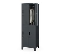 Jan Nowak taquilla metálica para Vestuario colectivo Armario de Acero con 4 Compartimentos Independientes Barra para Ropa ventilación portanombre y cerraduras Individuales 172 x 56 x 45 cm
