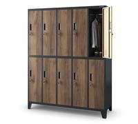 Jan Nowak Taquilla Vestuario Armario Metalico con 10 Compartimentos Portaetiquetas Ranuras de ventilación Recubrimiento de Polvo 172 cm x 136 cm x 45 cm