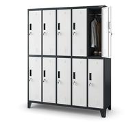 Jan Nowak Taquilla Vestuario Armario Metalico con 10 Compartimentos Portaetiquetas Ranuras de ventilación Recubrimiento de Polvo 172 cm x 136 cm x 45 cm (Antracita-Blanco)