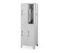 Jan Nowak Taquilla Vestuario metálica 4 Puertas con Cerradura, taquilla Laboral con Barra para Ropa y ventilación, diseño Modular 172 x 56 x 45 cm Gris