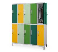 Jan Nowak taquillas metálicas Vestuario 10 Puertas con Cerradura Armario metálico con Barra ventilación Almacenamiento empleados Gimnasio Oficina Acero Resistente 172 x 136 x 45 cm