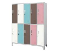 Jan Nowak taquillas metálicas Vestuario 10 Puertas con Cerradura Armario metálico con Barra ventilación Almacenamiento empleados Gimnasio Oficina Acero Resistente 172 x 136 x 45 cm
