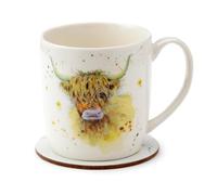 Jan Pashley Highland Coo Cow Porcelain Mug & Coaster Set
