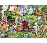 Jan van Haasteren- Tiere Falcon Puppies in The Garden 1000pcs, Multicolor (Jumbo Spiele 11390)