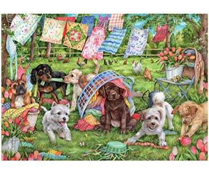 Jan van Haasteren- Tiere Falcon Puppies in The Garden 1000pcs, Multicolor (Jumbo Spiele 11390)